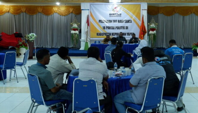 
					Suasana pelatihan TOT Saksi Parpol peserta Pemilu di Kepulauan Yapen, Selasa 6 Februari 2024. (KabarPapua.co/Ainun Faathirjal)