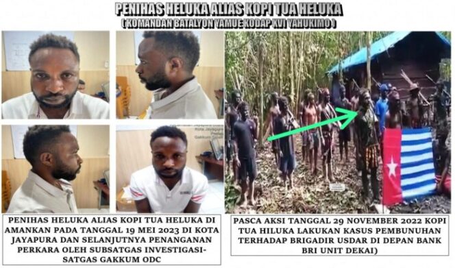 
					Penihas Heluka alias Kopi Tua Heluka, pentolan KKB Yahukimo pembunuh personel TNI dan Polri. (Dok Humas Polda Papua)