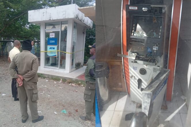 
					Penampakan ATM Bank BRI di Komplek Kantor Bupati Jayapura nyaris dibobol kawanan maling pada Jumat subuh 9 Agustus 2024. (KabarPapua.co/Alan Youwe)