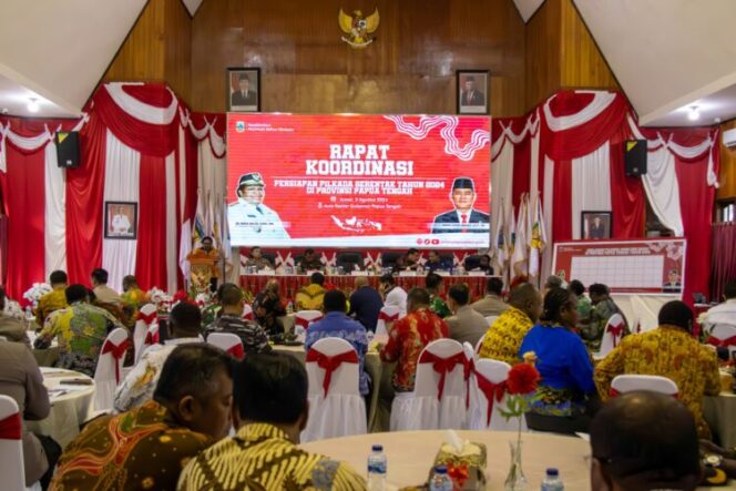 
					Rapat koordinasi Pilkada Damai di Papua Tengah. Foto: Pemprov Papua Tengah.