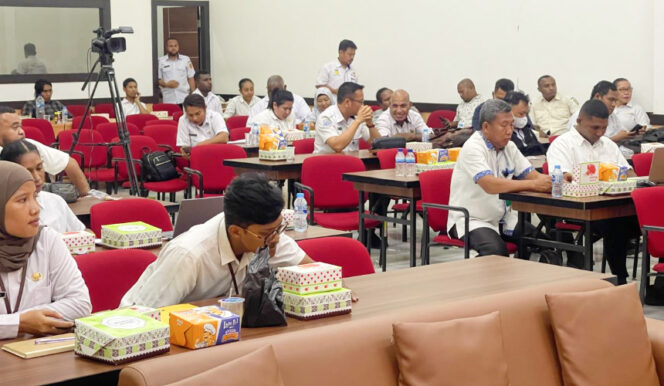 
					Suasana para peserta kegiatan peluncuran Monev KIP Tahun 2024 di Aula Diskominfo Papua. (Foto dok KI Papua)