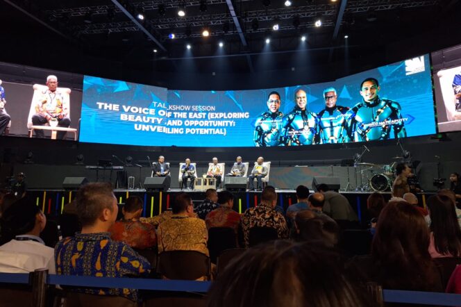 
					Calon Bupati Mimika Johannes Rettob tampil di 
ForumNBC 2024 Jakarta. (Ist)