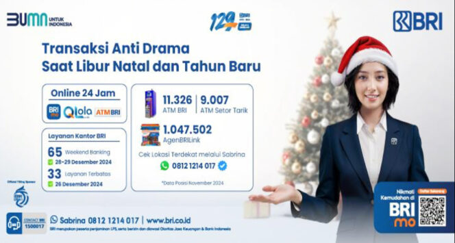 
					Manfaatkan layanan terbatas selama libur Natal dan Tahun Baru dengan BRI. (Dok BRI)