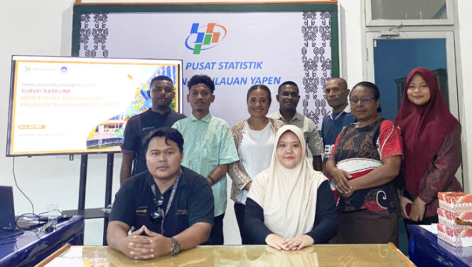 
					Foto bersama usai pelatihan Survei Baseline Program MBG. (Foto dok: BPS Kabupaten Kepulauan Yapen)