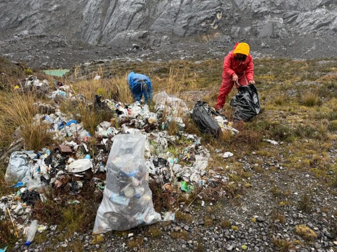 
					Karyawan PTFI terlibat dalam aksi bersih sampah di sepanjang jalur pendakian Puncak Carstensz Glacier dan Pyramid yang berlokasi di Basecamp Merren Valley Carstensz, Papua Tengah. Foto: PTFI
