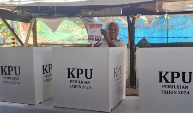 
					MDF saat coblos dalam PSU Pilgub Papua. (KabarPapua.co/Imelda)