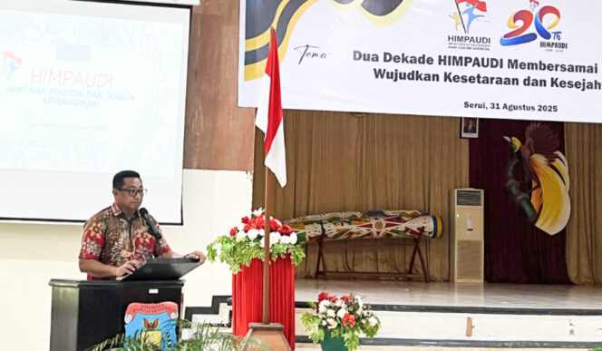 
					Sambutan oleh Plt Sekda Kepulauan Yapen Harold Wenno. (Foto dok: Humas Pemkab Kepulauan Yapen)
