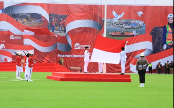 
					PTFI melaksanakan Upacara Pengibaran Bendera Merah Putih memperingati HUT ke-80 RI secara serentak di enam lokasi kerja yang berada di tiga provinsi yakni Papua Tengah, Jawa Timur, dan DKI Jakarta, pada 17 Agustus 2025. (Foto dok: PTFI)