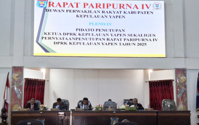 
					Rapat Paripurna IV pembahasan dan persetujuan Raperda tentang Perubahan APBD TA 2025 Kabupaten Kepulauan Yapen. (KabarPapua.co/Ainun Faathirjal)
