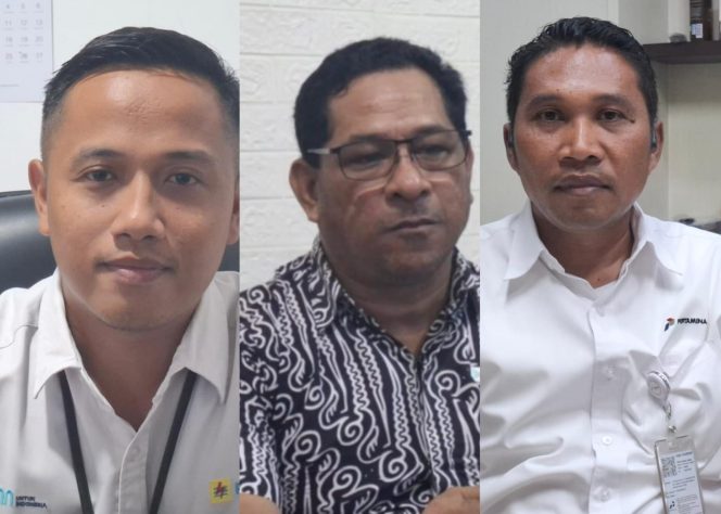 
					Dari kiri ke kanan: Manajer PT PLN (Persero) ULP Serui, M. Alfian Irsyadul Ibad,  Kepala PT Pelni Cabang Serui, Whendy R. Imkotta dan Manager PT Pertamina Patra Niaga Fuel Terminal Serui, Yunus Mananti. Foto: Ainun Faathirjal/kabarpapua.co