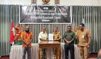 Penandatanganan Nota Kesepahaman antara WWF Indonesia Program Papua dan Pemerintah Kabupaten Kepulauan Yapen di Ruang Rapat Sekda,  Foto: Ainun Faathirjal/KabarPapua.co