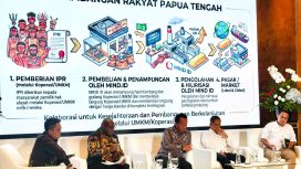 Gubernur Papua Tengah, meki Nawipa saat menjadi narasumber di Diskusi Panel Terpadu Indonesia Emas 2045.  Foto: Humas PPT 