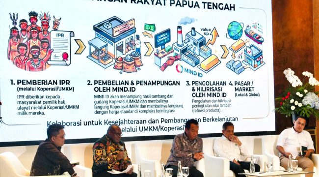 Gubernur Papua Tengah, meki Nawipa saat menjadi narasumber di Diskusi Panel Terpadu Indonesia Emas 2045.  Foto: Humas PPT 
