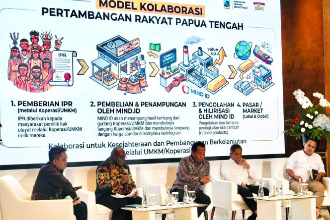 
					Gubernur Papua Tengah, meki Nawipa saat menjadi narasumber di Diskusi Panel Terpadu Indonesia Emas 2045.  Foto: Humas PPT 