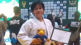 Bripda Dita Aulia Permata Putri, S.M., personel Polwan berdinas di Bidang Keuangan Polda Papua sukses bawa pulang medali perunggu di Kejurnas Judo KASAD 2026. Foto: Humas Polda Papua