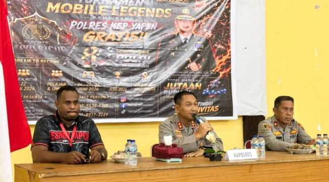 Pembukaan Turnamen Mobile Legends HUT Ke-80 Bhayangkara di Polres Kepulauan Yapen. (Foto dok: IST)
