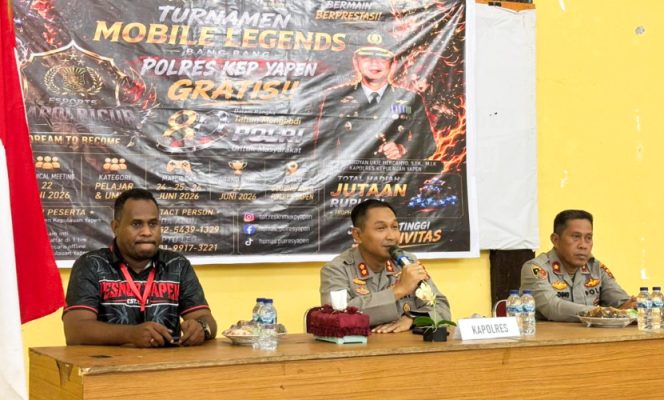 
					Pembukaan Turnamen Mobile Legends HUT Ke-80 Bhayangkara di Polres Kepulauan Yapen. (Foto dok: IST)
