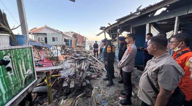 Lokasi ledakan bom di kawasan perikanan Biak Numfor. Foto: Humas Polda Papua 