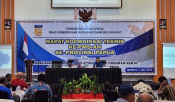 Dinas Pemberdayaan Masyarakat Kampung dan Adat (DPMK) Papua melaksanakan Rapat Koordinasi (Rakor) Pemberdayaan Masyarakat Kampung dan Adat DPMK Papua yang berlangsung di Kota Jayapura. Foto: ist