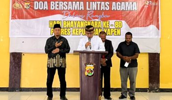 Polres Kepulauan Yapen saat menggelar doa bersama lintas agama di GOR Mambora Polres Kepulauan Yapen, Serui, Papua. (Foto dok: IST) 