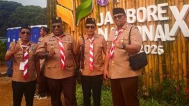 upati Jayawijaya sekaligus Ketua Majelis Pembimbing Cabang (Ka Mabicab) Gerakan Pramuka Jayawijaya, Atenius Murip menghadiri pembukaan Jambore Nasional (Jamnas) XVII . Foto: ist