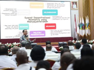 Suasana Pemprov Papua Tengah gelar kuliah umum tentang Otonomi Khusus Jilid II untuk Percepatan Pembangunan dan Kesejahteraan Rakyat di tanah Papua dengan tema “Penguatan Tata Kelola Pemerintahan Daerah Provinsi Papua Tengah”. (Foto dok: Humas Pemprov Papua Tengah)