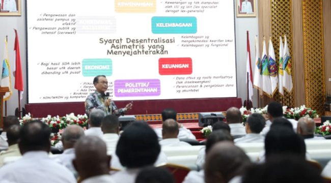Suasana Pemprov Papua Tengah gelar kuliah umum tentang Otonomi Khusus Jilid II untuk Percepatan Pembangunan dan Kesejahteraan Rakyat di tanah Papua dengan tema “Penguatan Tata Kelola Pemerintahan Daerah Provinsi Papua Tengah”. (Foto dok: Humas Pemprov Papua Tengah)