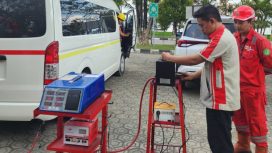 Uji emisi kendaraan di lingkungan PLN IP UBP Holtekamp. Foto: PLN IP UBP Holtekamp