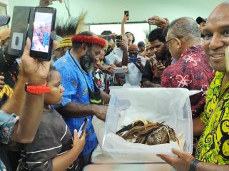 Salah satu benda artefak asal Papua yang berhasil direpatriasi dari Amerika Serikat. Foto: Katharina/KabarPapua.co