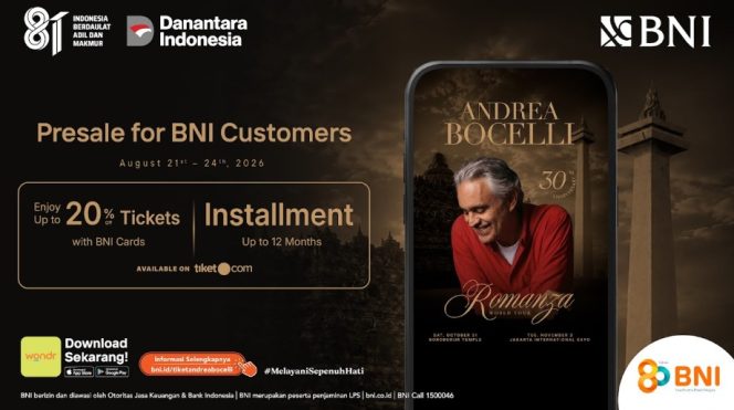 
					BNI Sediakan Akses Prioritas Menikmati Andrea Bocelli “Romanza” di Indonesia
