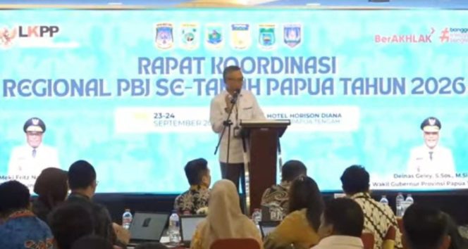 
					Saat pembukaan Rakor Regional PBJ se-Tanah Papua Tahun 2026 digelar di Aula Hotel Horison Diana, Mimika. (Foto dok: IST)