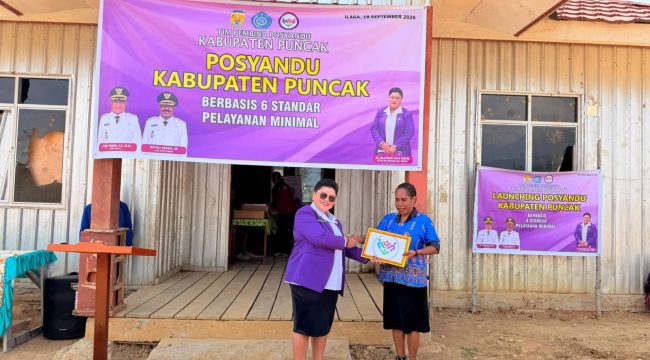 Peluncuran posyandu berbasis 6 pelayanan maksimal di Kabupaten Puncak. Foto: Diskominfo Puncak 