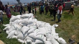 Masyarakat di 8 distrik di Kabupaten Puncak terdampak El Nino menerima bantuan beras dari pemerintah. Foto: Diskominfo Puncak 