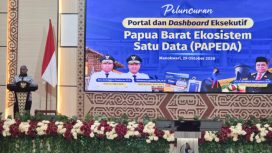 Pemprov Papua melalui Gubernur Papua Barat Doiminggus Mandacan resmi meluncurkan Portal Data dan Dasbor Eksekutif PAPEDA di Gedung PKK Provinsi Papua Barat, Manokwari.  (Foto dok: IST)