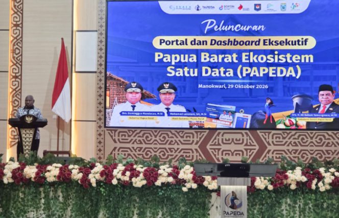 
					Pemprov Papua melalui Gubernur Papua Barat Doiminggus Mandacan resmi meluncurkan Portal Data dan Dasbor Eksekutif PAPEDA di Gedung PKK Provinsi Papua Barat, Manokwari.  (Foto dok: IST)