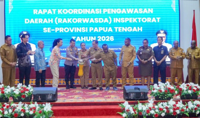 
					Saat pembukaan Rakorwasda Inspektorat Provinsi dan Kabupaten se-Provinsi Papua Tengah Tahun 2026 di Nabire. (KabarPapua.co/Agies Pranoto)