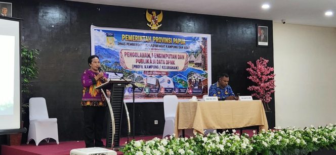 
					Dinas Pemberdayaan Masyarakat Kampung dan Adat (DPMK) Provinsi Papua menggelar kegiatan Pengolahan, Penginputan, dan Publikasi Data DPMK untuk Tahun Anggaran 2026 yang dilaksanakan di Sarmi, Kamis 15 Oktober 2026. Foto: DPMK Papua