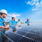 ustrasi personel PLN sedang melakukan inspeksi panel surya Pembangkit Listrik Tenaga Surya (PLTS). Momentum 81 tahun PLN menerangi negeri. Foto: PLN 