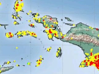 Peta sebaran titik panas di seluruh wilayah Papua. Foto: BMKG wilayah V Jayapura.